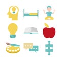 Arts and meditation related icons set, colorful design