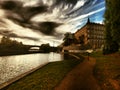 Arts style-very nice night view of Prague,romantic walk through night Prague along the Vltava river with interesting colors,night Royalty Free Stock Photo