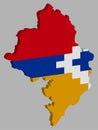 Artsakh Nagorno Karabakh Republic Map Flag 3D Vector