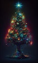 Artstic Christmas Tree With Glowing Lights AI Generative Royalty Free Stock Photo