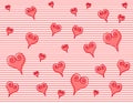 Artsy Pink Swirl Hearts Stripes Background