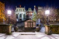 The Artus Court and fountain of the Neptune  with christmas tree, Gdansk. Poland Royalty Free Stock Photo