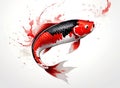 An artwork of a beautiful red and black koi fish Royalty Free Stock Photo