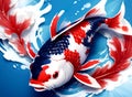 An artwork of a beautiful red and black and white koi fish Royalty Free Stock Photo