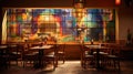 artwork blurred mexican restaurant interior Royalty Free Stock Photo