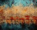 The artwork canvas pnting wall decor has Arabic letters on it.