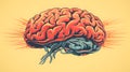 Creative Brain in Retro Palette Artistic Drawing