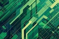 Neon-Infused Abstract Geometric Art with a Digital Canvas Created by AI