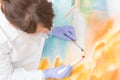 Artwork conservator at work Royalty Free Stock Photo