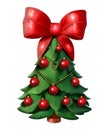 Artwork Cute Christmas tree. 3d cartoon character. Isolated art, png.
