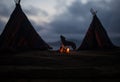 An old native american teepee in the desert Royalty Free Stock Photo