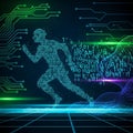 Artwork depicting a human figure made of binary code 0s and 1s Royalty Free Stock Photo