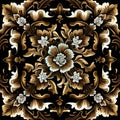 gardenias barroque floral with brown,white and black colors