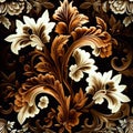 gardenias barroque floral with brown,white and black colors