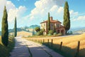 Contador house near the road in anime art style Royalty Free Stock Photo