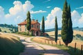 Contador house near the road in anime art style Royalty Free Stock Photo