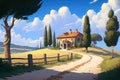 Contador house near the road in anime art style Royalty Free Stock Photo