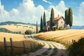 Contador house near the road in anime art style Royalty Free Stock Photo