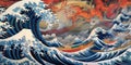 Japanese wave in a stylized and artistic manner, exuding the power and beauty of nature.