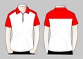 Men's White-Red Short Sleeve Polo Shirt Whith Zip-Placket Design Royalty Free Stock Photo