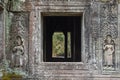 Artwork detail of ancient Preah Khan temple in Angkor, Cambodia