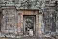 Artwork detail of ancient Preah Khan temple in Angkor, Cambodia