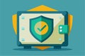 This artwork displays a modern design of a digital wallet with a shield symbol signifying security Took the safe, plain picture Royalty Free Stock Photo