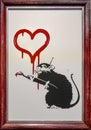 Banksy, `Love Rat`, 2004, Art by Banksy, anonymous English Street graffiti artist Royalty Free Stock Photo