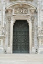 Milan, Italy, October 2021: Artwork on a door at the Milan Cathedral (Duomo di Milano) Royalty Free Stock Photo