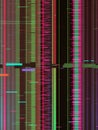 Abstract digital art with vibrant lines and patterns centered on a black background Royalty Free Stock Photo
