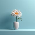 Chrysanthemum And Daisy In Morandi Blue Frame