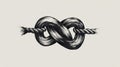 The artwork features a complex rope knot that symbolizes unity and strength, with smooth curves and intertwining strands