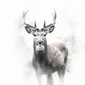 Minimalist Black And White Deer Artwork Royalty Free Stock Photo