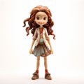 Organic Sculpting: 3d Cartoon Girl Figurine With Warm Tones