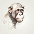 Minimalist Style: A Little Chimpanzee In Simple Strokes Royalty Free Stock Photo