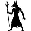 Ancient Egyptian Anubis Silhouette Vector Art for Mythology Tattoos and Design Royalty Free Stock Photo