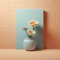 Visual Harmony In 8k Resolution: Cactus And Daisy In Morandi Blue