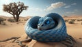 blue snake in desert