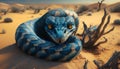 blue snake in desert