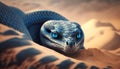 blue snake in desert