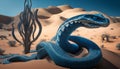 blue snake in desert