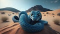 blue snake in desert