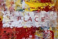The artwork features vibrant red, yellow, and white hues, layering texturally to emphasize place and create an inviting