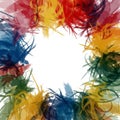 Artwork featuring a circular arrangement of multicolored, feather-like Royalty Free Stock Photo