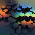 Artwork featuring a series of stacked hexagonal prisms with a Royalty Free Stock Photo
