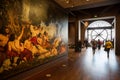 Artwork and giant clock in the Musee dOrsay in Paris