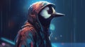 Alone Woodpecker In Cyberpunk Style Hoodie By Graphic Designer Gilbert