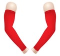 Red Arm Sleeve UV Protection For Template On White Background