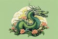 Artwork green dragon by chinese style. Symbol of year according to oriental lunar calendar Royalty Free Stock Photo