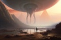 Artwork that illustrate potential emotions surrounding humanity\'s first contact with alien life